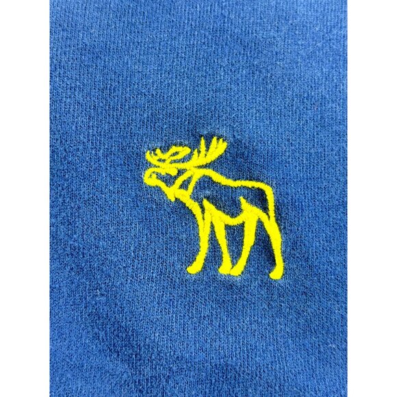 Vtg Abercrombie & Fitch Henley Shirt Muscle Fit XL Blue Yellow Moose Logo Cuff - Picture 4 of 7